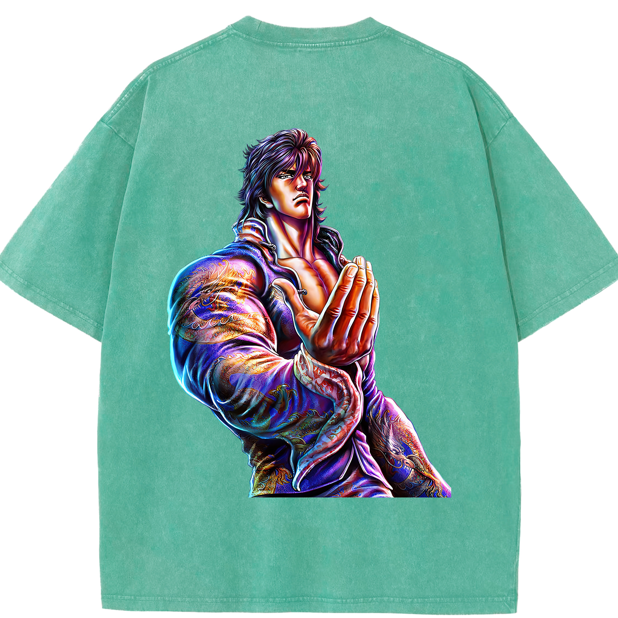 （画像用） 北斗の拳 Fist of the North Star 綿100% ヴィンテージ風 半袖Tシャツ（背面プリント）